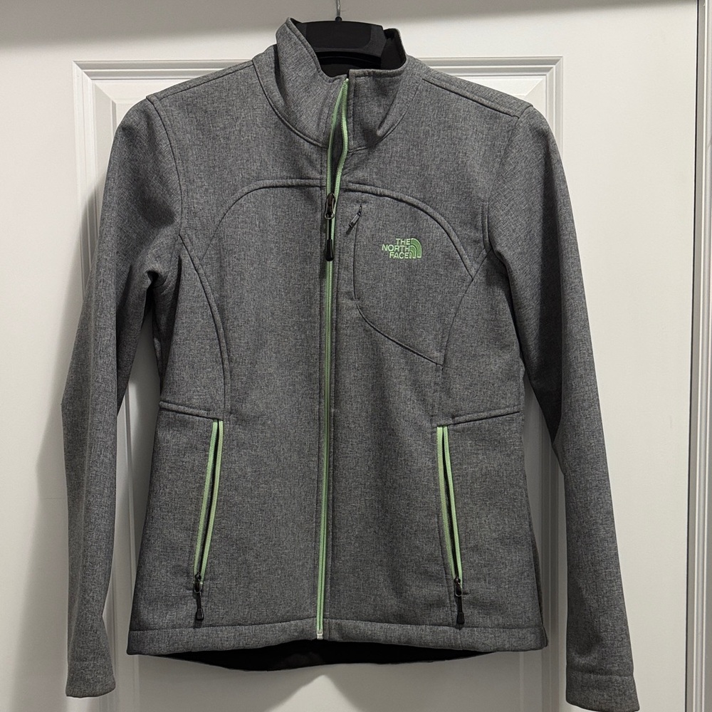 The North Face Women's Gray Softshell Jacket with Lime Accents